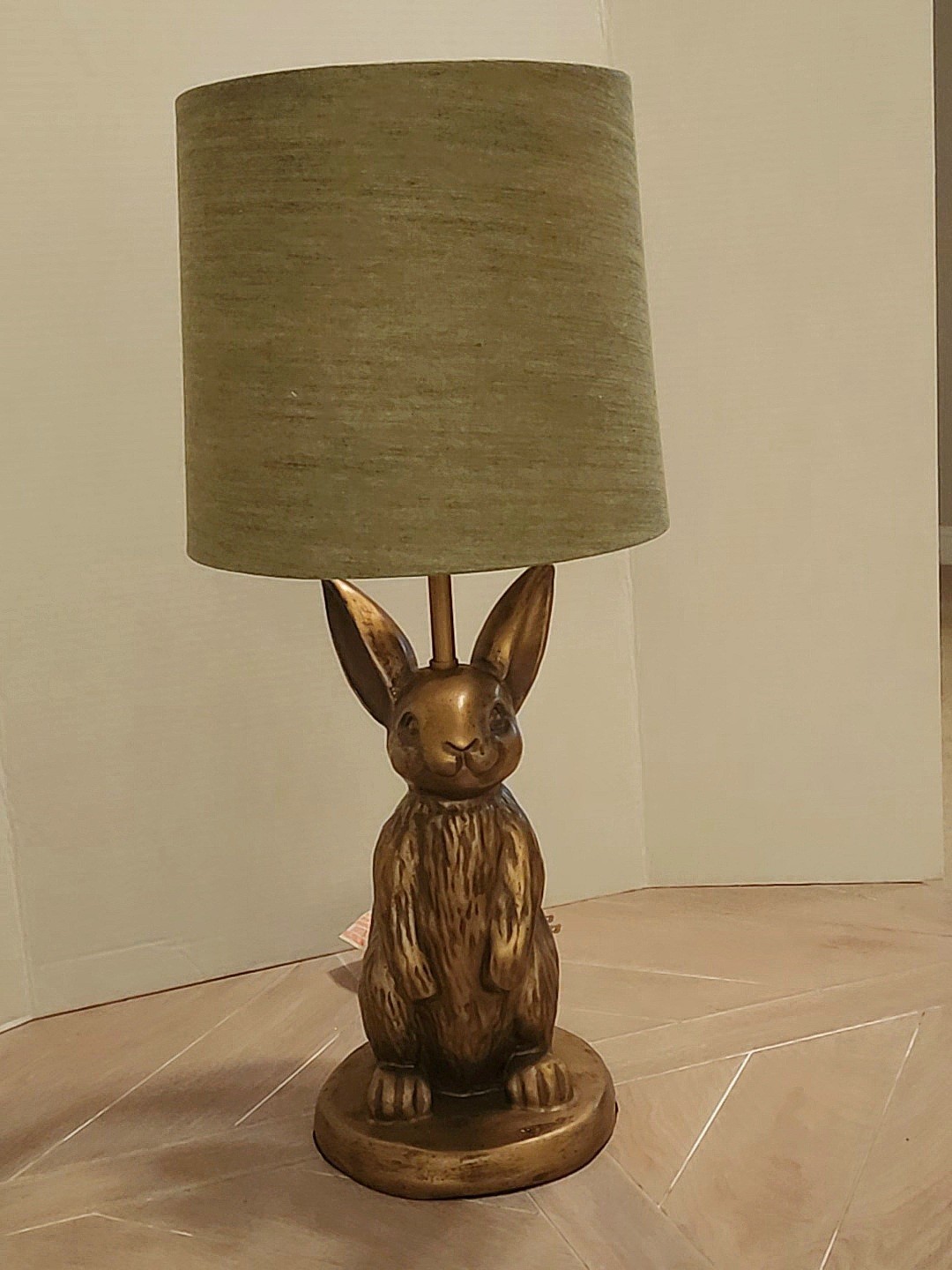 PBteen Emily & Meritt Gold Bunny Rabbit Table Lamp Original Denim Shade Rare