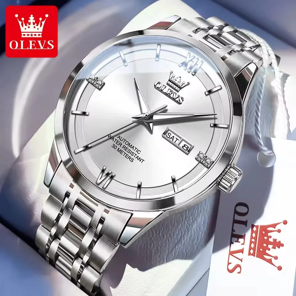 OLEVS Men\'s Automatic Mechanical Watch Calendar Luminous Wristwatch for Men