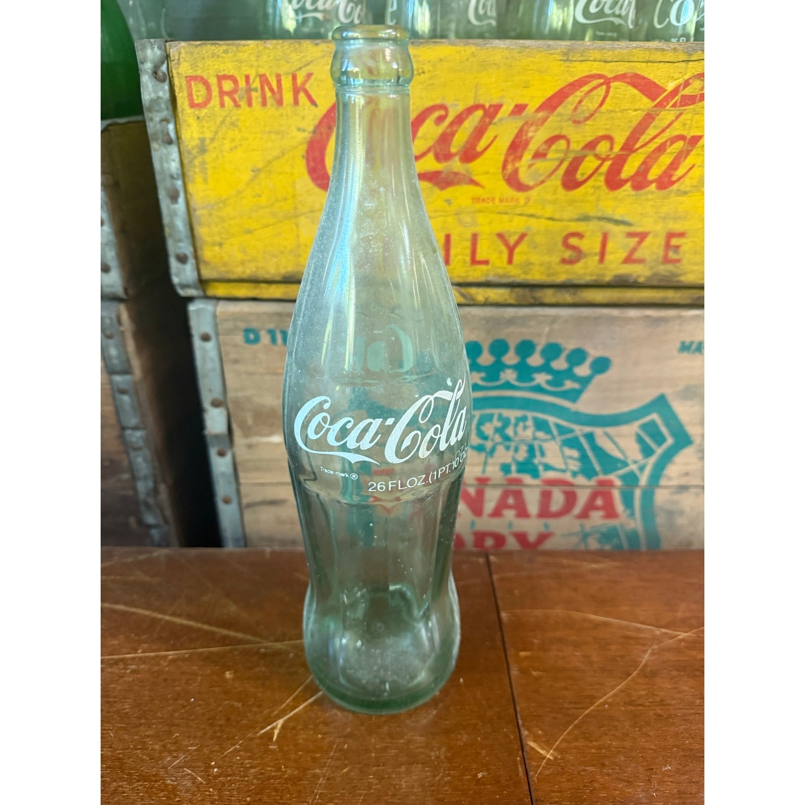 Vintage 26 fl. oz. Green Glass Coca-Cola \