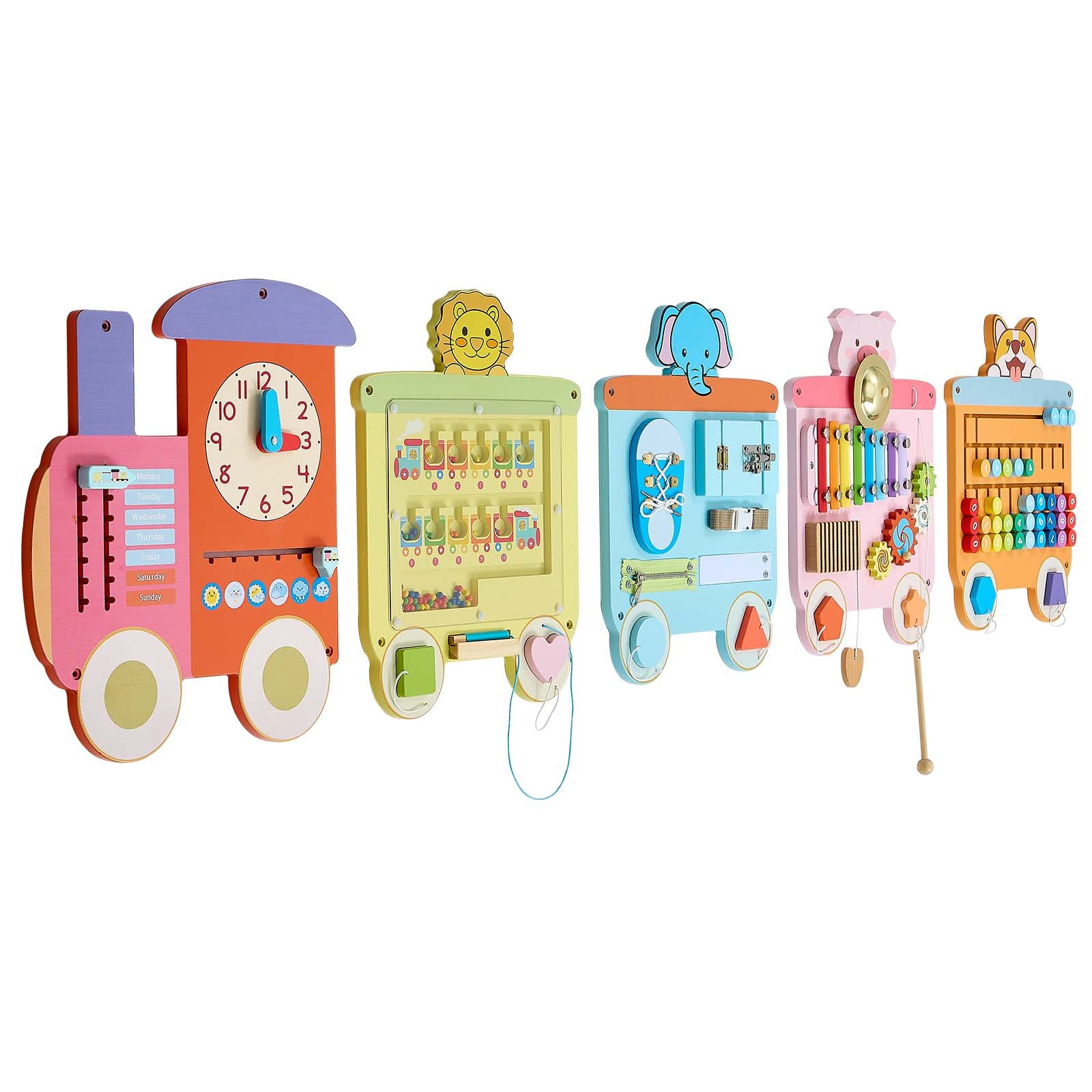 Uimoso Wall Activity Board with 18-in-1 Train Montessori Sensory Panels Uimoso Wall Activity Board with 18-in-1 Train Montessori Sensory Panels