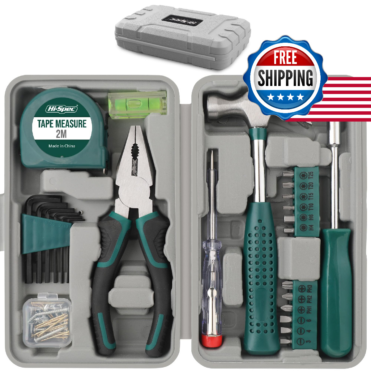 Hi-Spec Small Tool Kit Compact Set For Home And Office Diy 25-Piece Green Mini Hi-Spec Small Tool Kit Compact Set For Home And Office Diy 25-Piece Green Mini