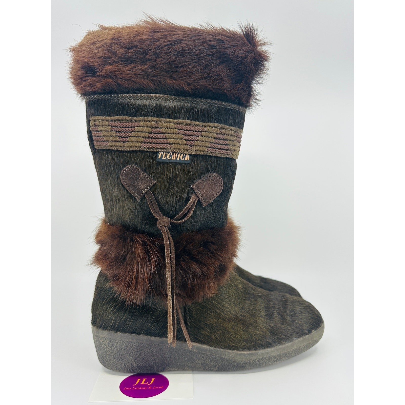 Tecnica Skandia Women\'s Vintage Brown Goat Fur Apres Ski Winter Boots Size 36 Tecnica Skandia Women\'s Vintage Brown Goat Fur Apres Ski Winter Boots Size 36
