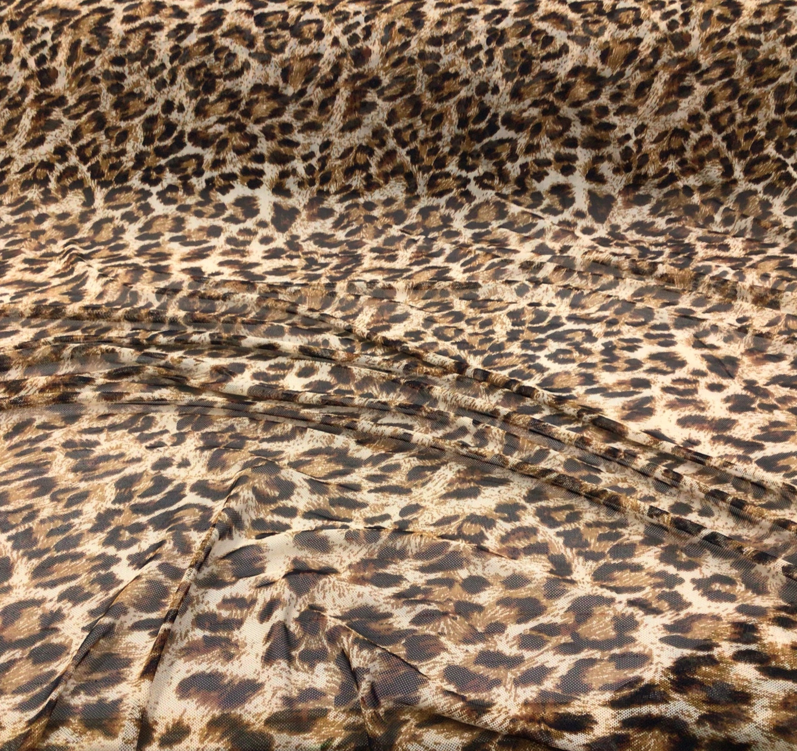 PowerNet Stretch Mesh Nylon Spandex Sheer Printed Cheetah Golden Brown Z500 PowerNet Stretch Mesh Nylon Spandex Sheer Printed Cheetah Golden Brown Z500
