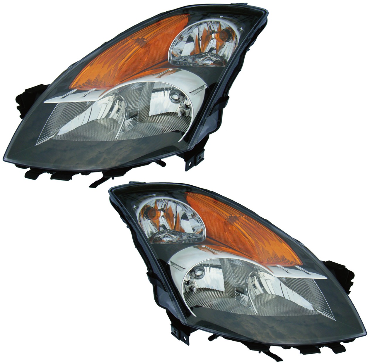 Halogen Headlights Pair Set for 07-09 Nissan Altima/Hybrid (Black) Left & Right