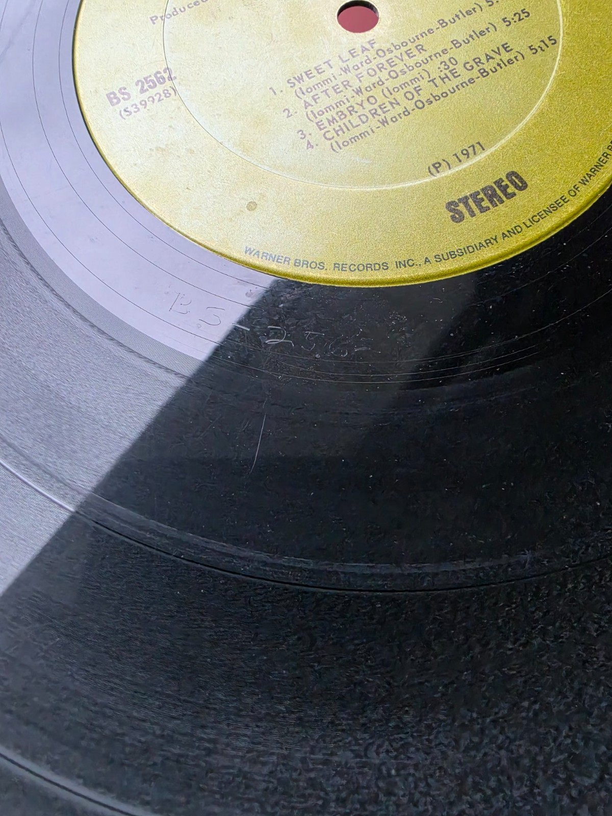 Black Sabbath Master Of Reality LP Warner Bros BS 2562 Green Label 1971 Black Sabbath Master Of Reality LP Warner Bros BS 2562 Green Label 1971