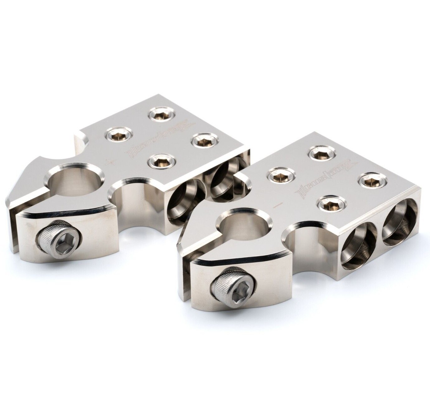 Pair ILL Customz Battery Terminals 0 Gauge 4 Input SAE Top Post Clamp