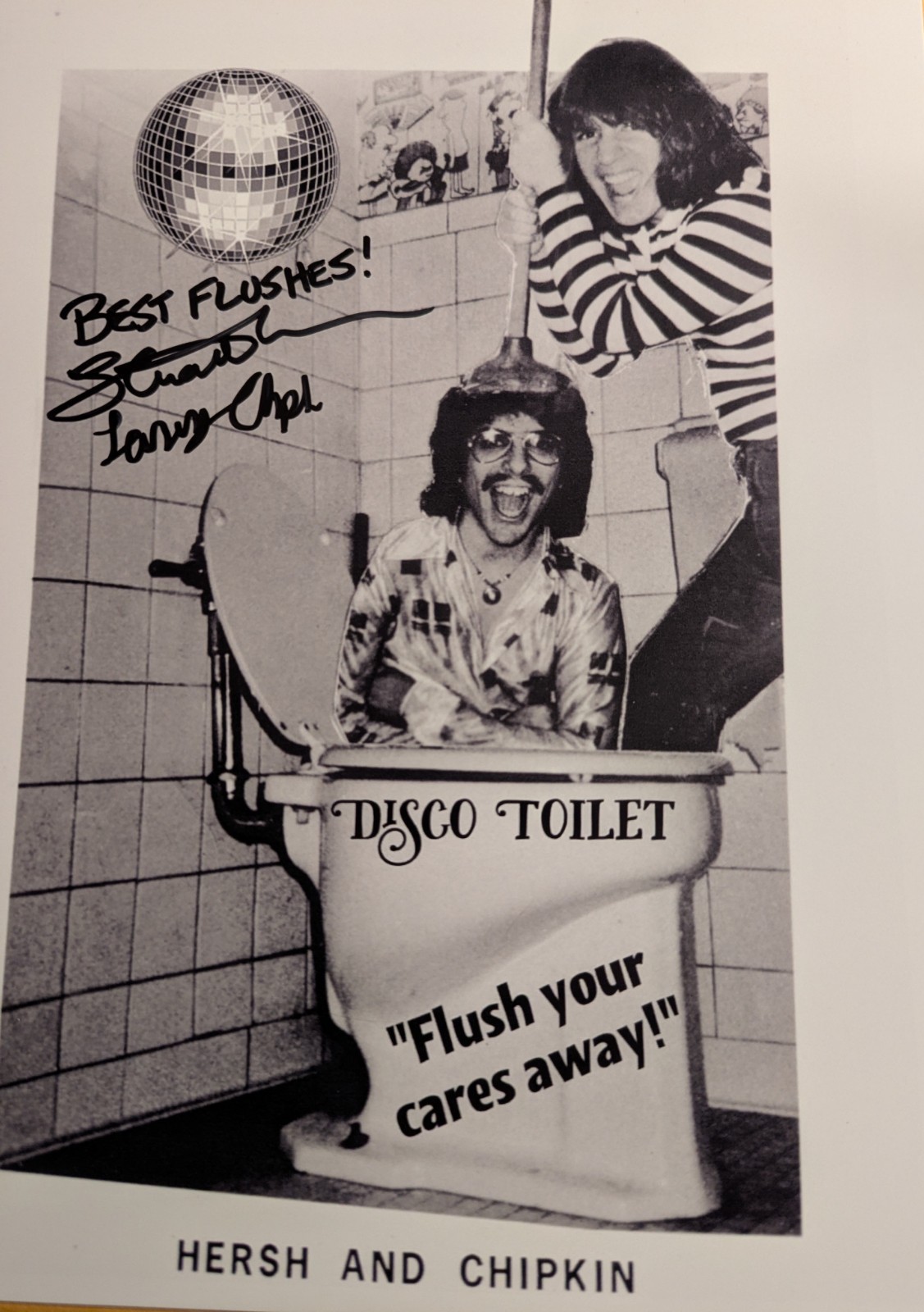 “Vintage DISCO TOILET Promo Photo – Autographed – Comedy Disco Classic”