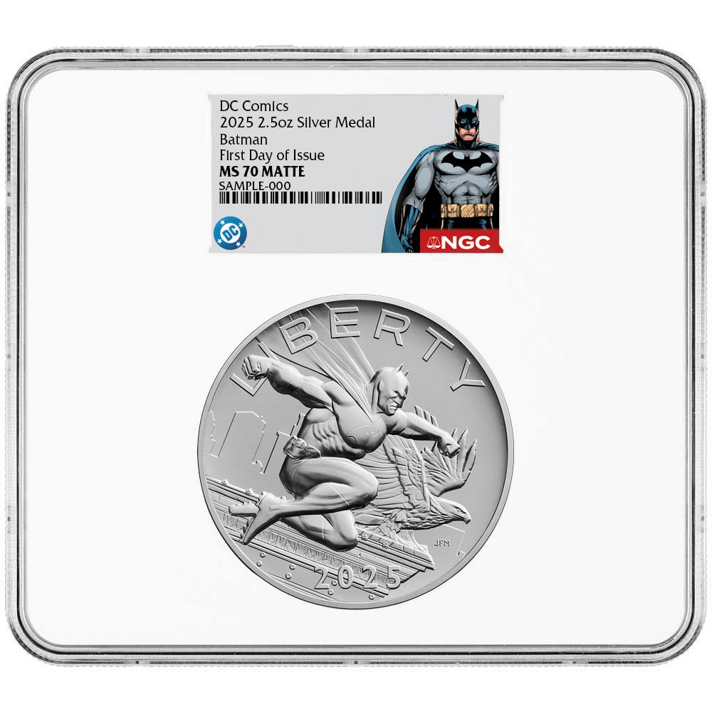 2025 Batman DC Comics 2.5 oz Silver Medal NGC MS70 FDI Batman Label 2025 Batman DC Comics 2.5 oz Silver Medal NGC MS70 FDI Batman Label