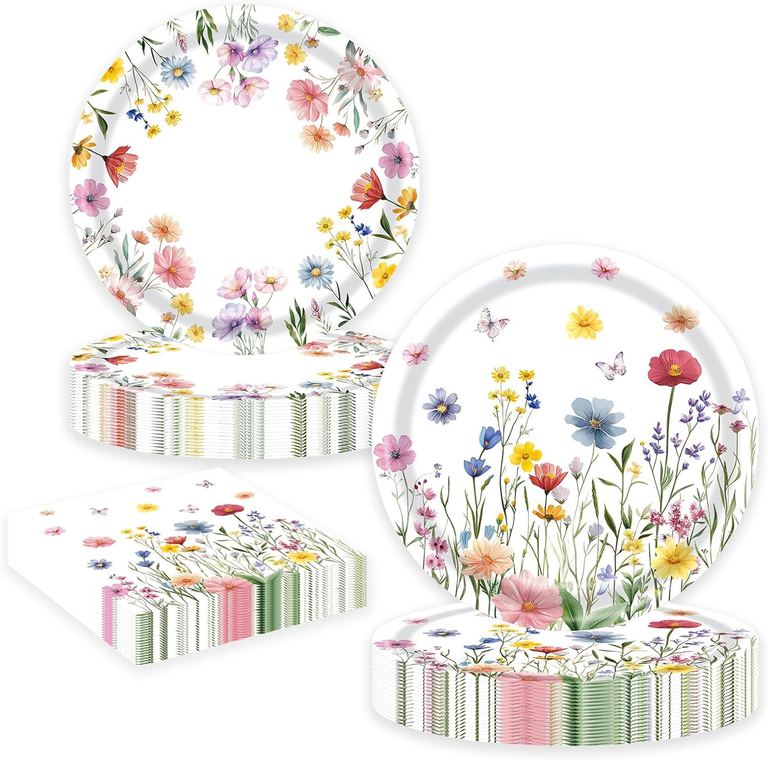 60 PCS Wildflower Party Supplies Flower Paper Plates and Napkins Spring Floral 60 PCS Wildflower Party Supplies Flower Paper Plates and Napkins Spring Floral
