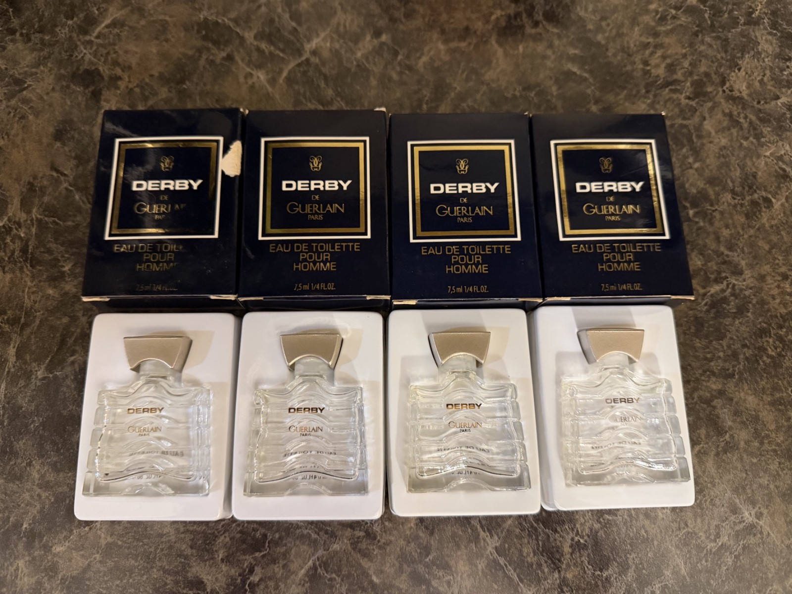 Guerlain Derby Vintage Empty Eagle Bottles w/Boxes Collectible (4 Total)