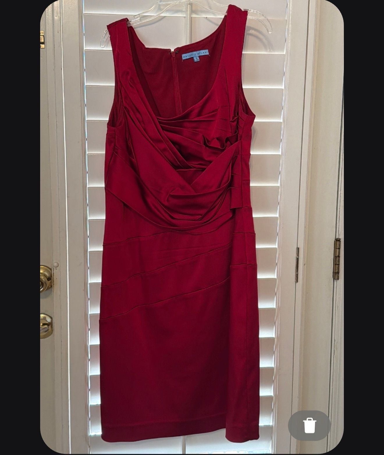 Antonio Melani Sheath Dress Size 10 Red Ruched Sleeveless
