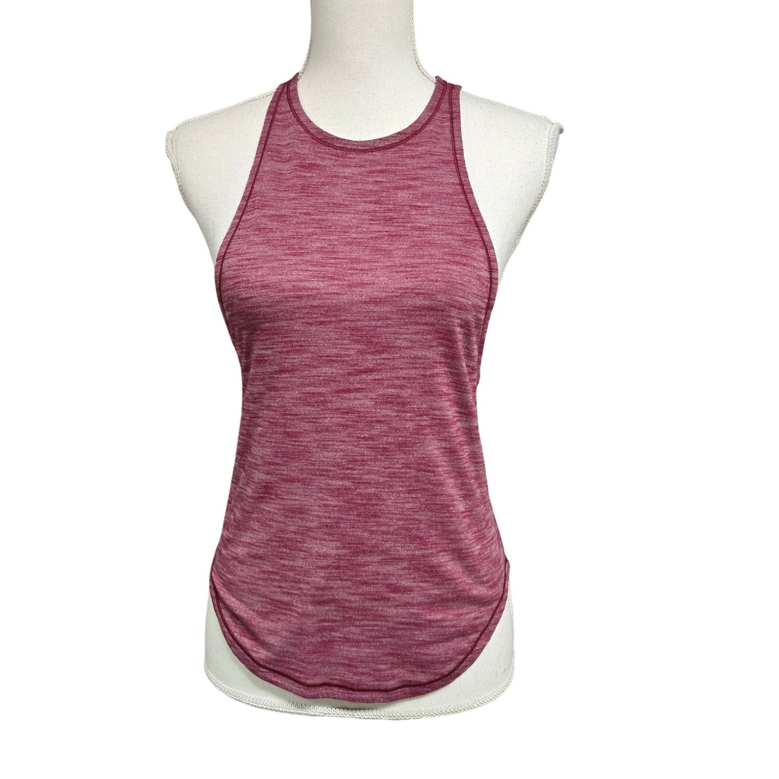 Lululemon Heathered Pink Space Dye Racerback Tank Top High Neck Size 4