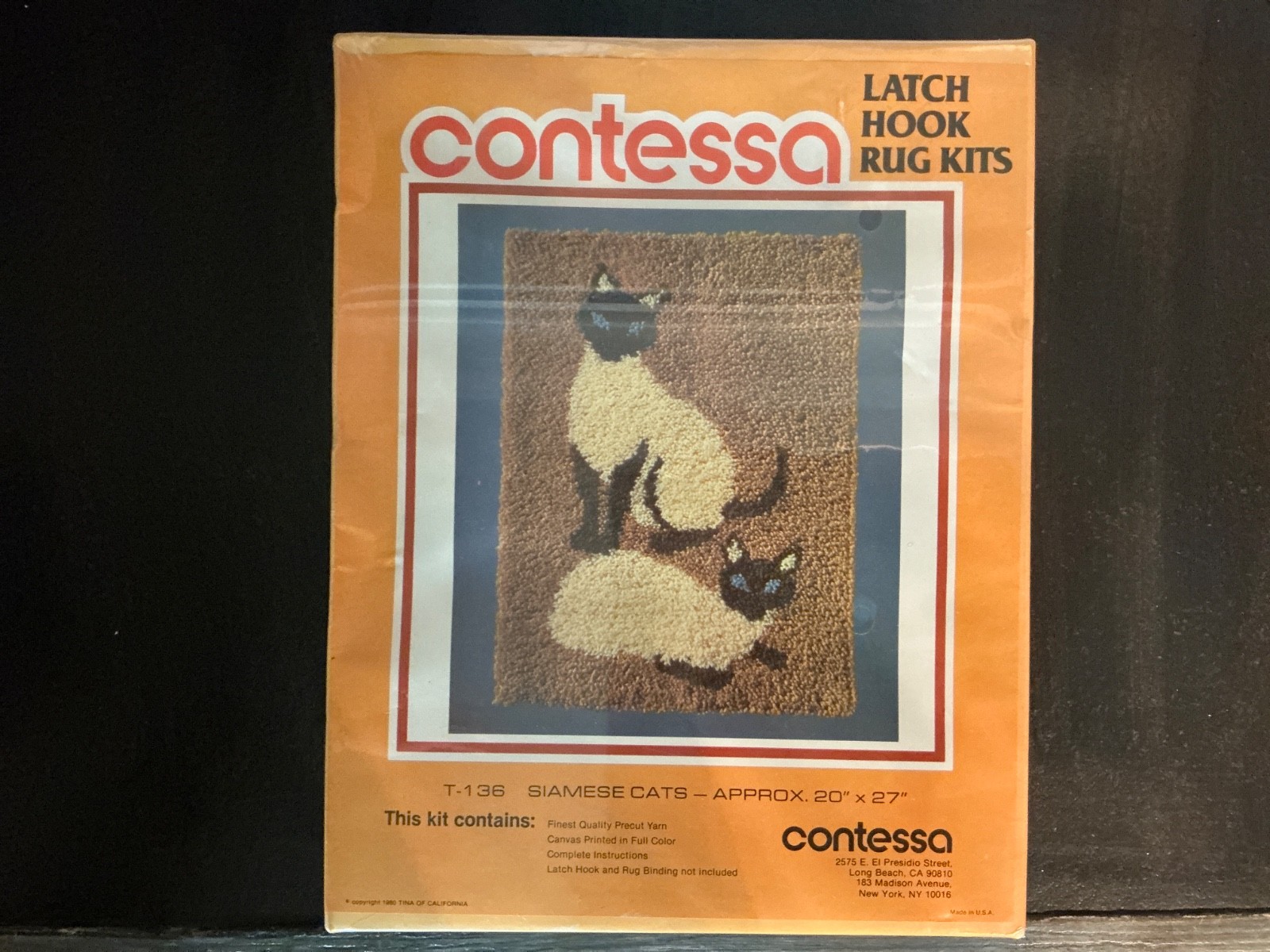 Vintage NEW Contessa Latch Hook Rug Kit “Siamese cats ” T-136 20 x 27 Vintage NEW Contessa Latch Hook Rug Kit “Siamese cats ” T-136 20 x 27