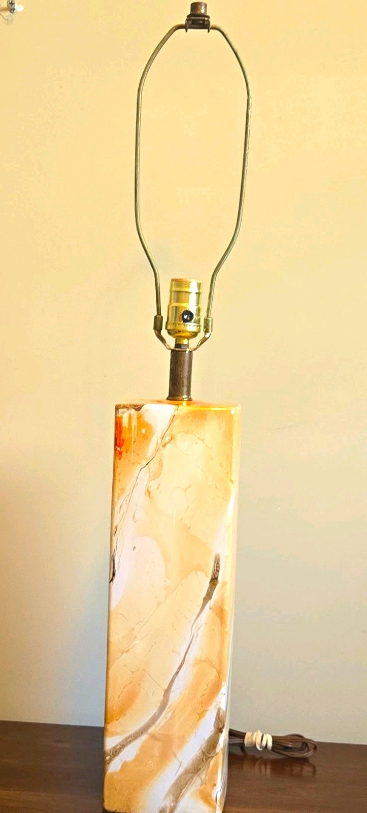Vintage MCM Faux Marble Ceramic Table Lamp Mid Century Modern Italian Column