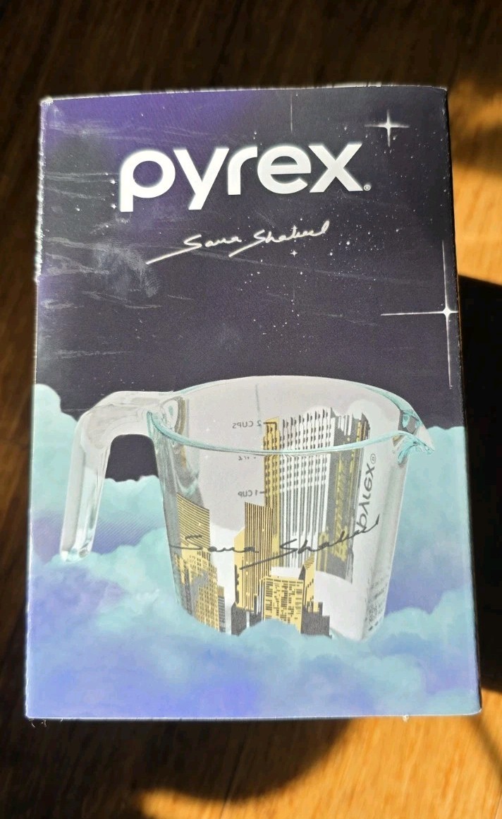 Sara Shakeel X Pyrex Glass Measuring Cup Rare New In Box Limited Edition Sara Shakeel X Pyrex Glass Measuring Cup Rare New In Box Limited Edition