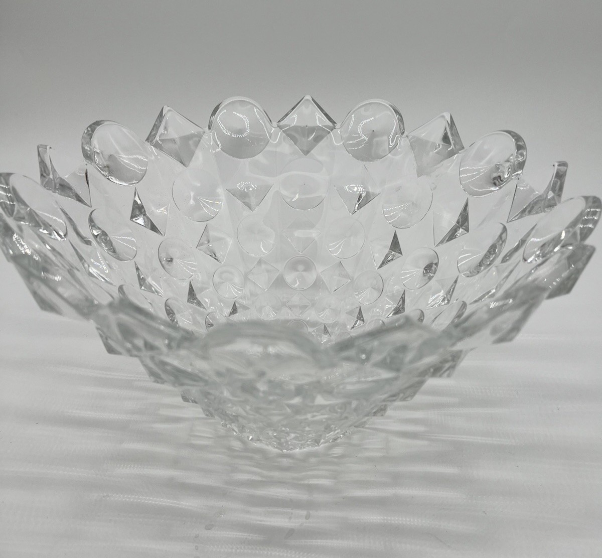  Vintage Studio Nova Counterpoint Geometric Clear Crystal Centerpiece Bowl 11.5\