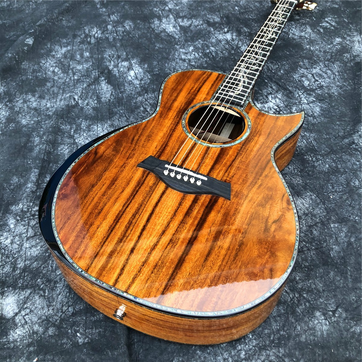 All Koa Wood 41 Inch Cutaway PS14 Acoustic Guitar Abalone Ebony Fingerboard All Koa Wood 41 Inch Cutaway PS14 Acoustic Guitar Abalone Ebony Fingerboard