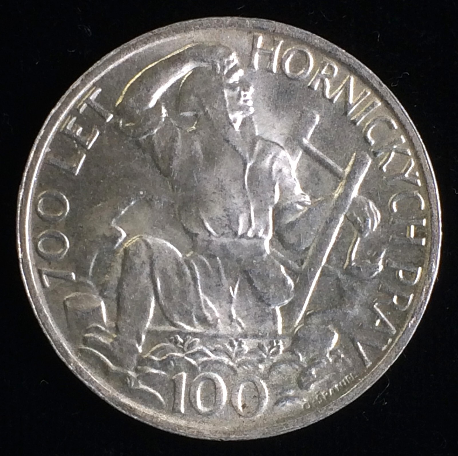 1949 Czechoslovakia Silver 100 Korun Commemorative Coin, Mining Privaleges