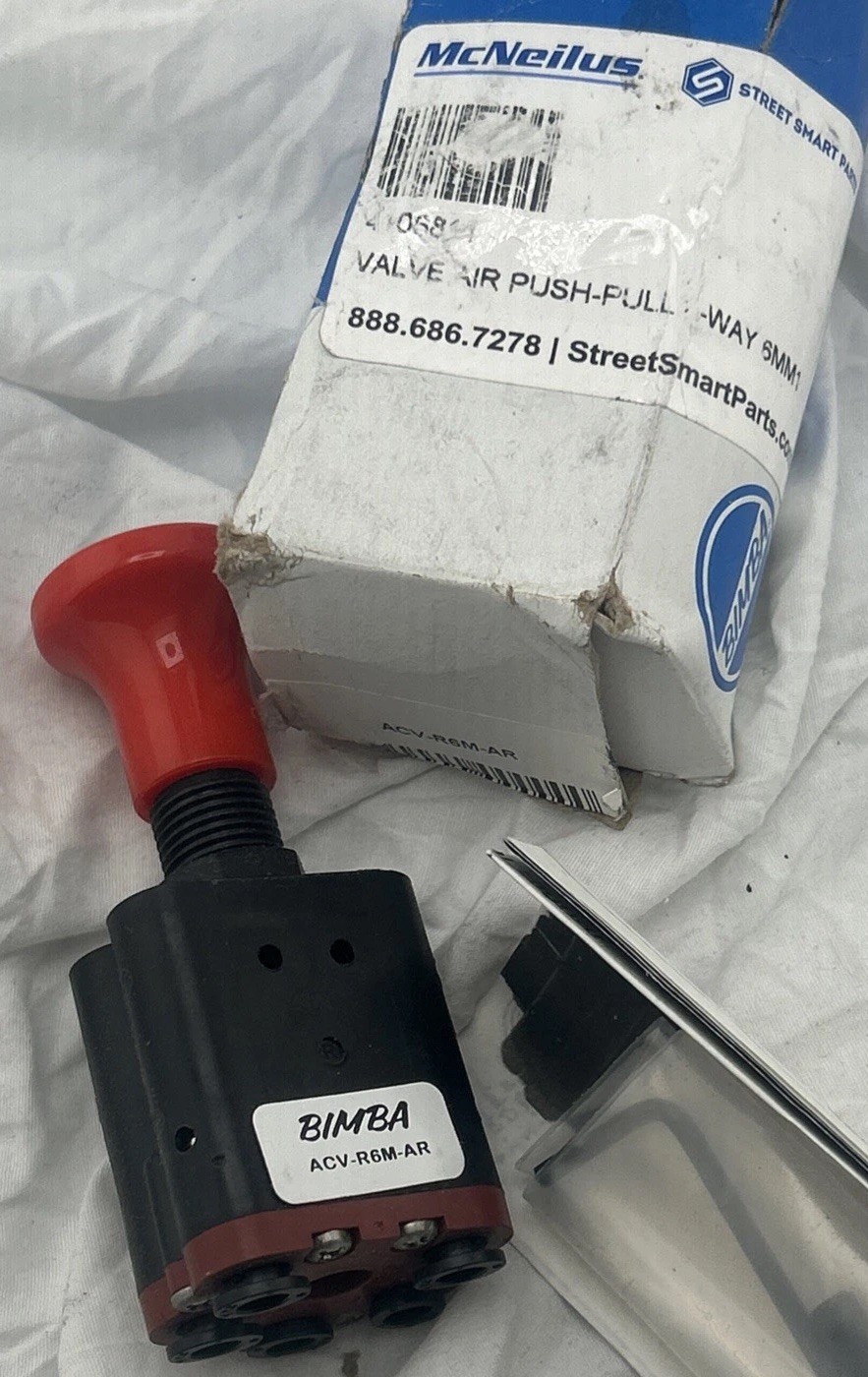 Bimba-Mead Specialty Valve Manual ACV-R6M-AR, 6mm, Red Knob, Air Released Bimba-Mead Specialty Valve Manual ACV-R6M-AR, 6mm, Red Knob, Air Released