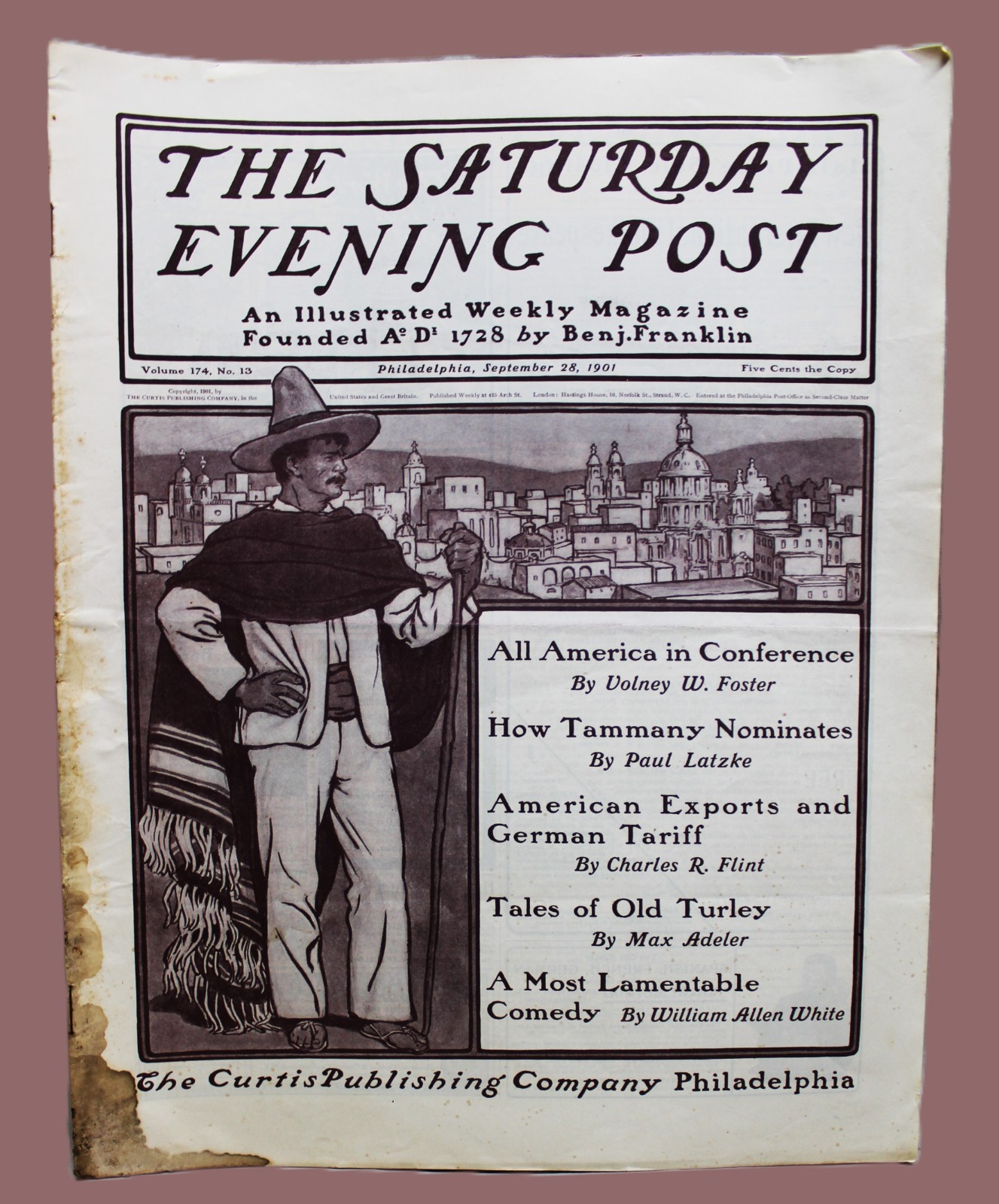 THE SATURDAY EVENING POST MAGAZINE 28 NOVEMBER 1901  VINTAGE LITERATURE & NEWS