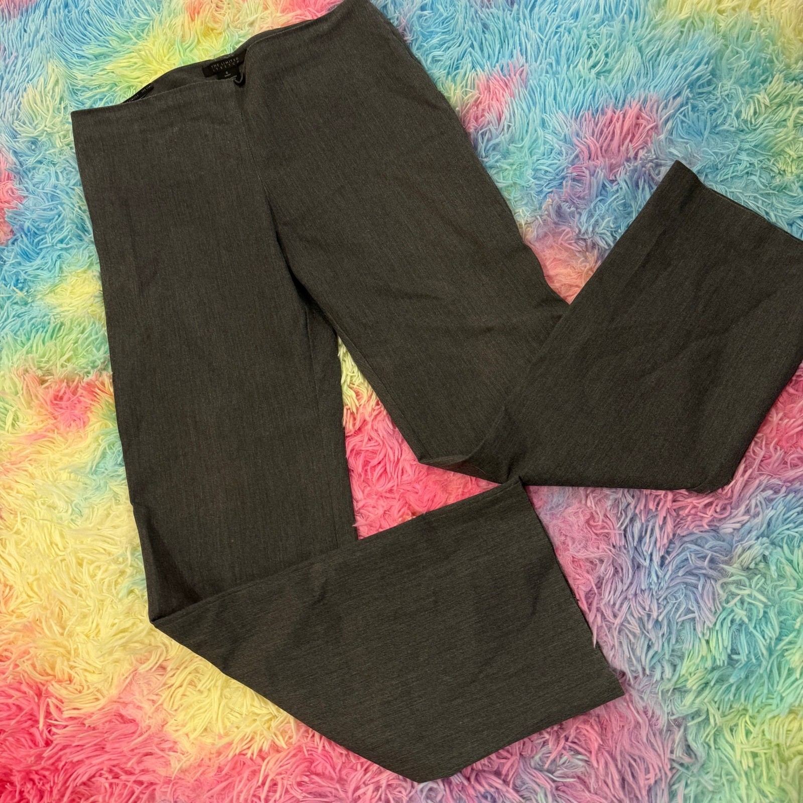 The Limited Dress Pants Womens 6 Short Gray Flare Stretch Trousers