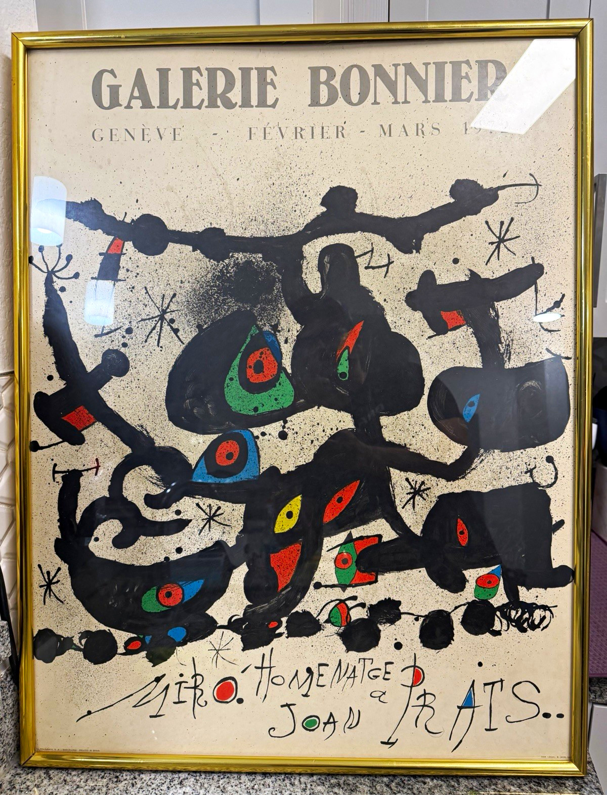 Joan Miro 1972 Homenatge a Joan Prats Galerie Bonnier Geneva Framed Print