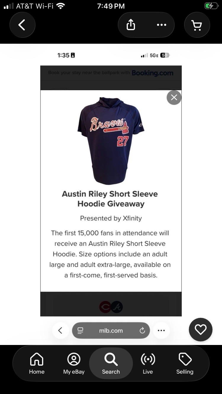 Atlanta Braves Austin Riley SGA Hoodie pullover 9/22 Atlanta Braves Austin Riley SGA Hoodie pullover 9/22