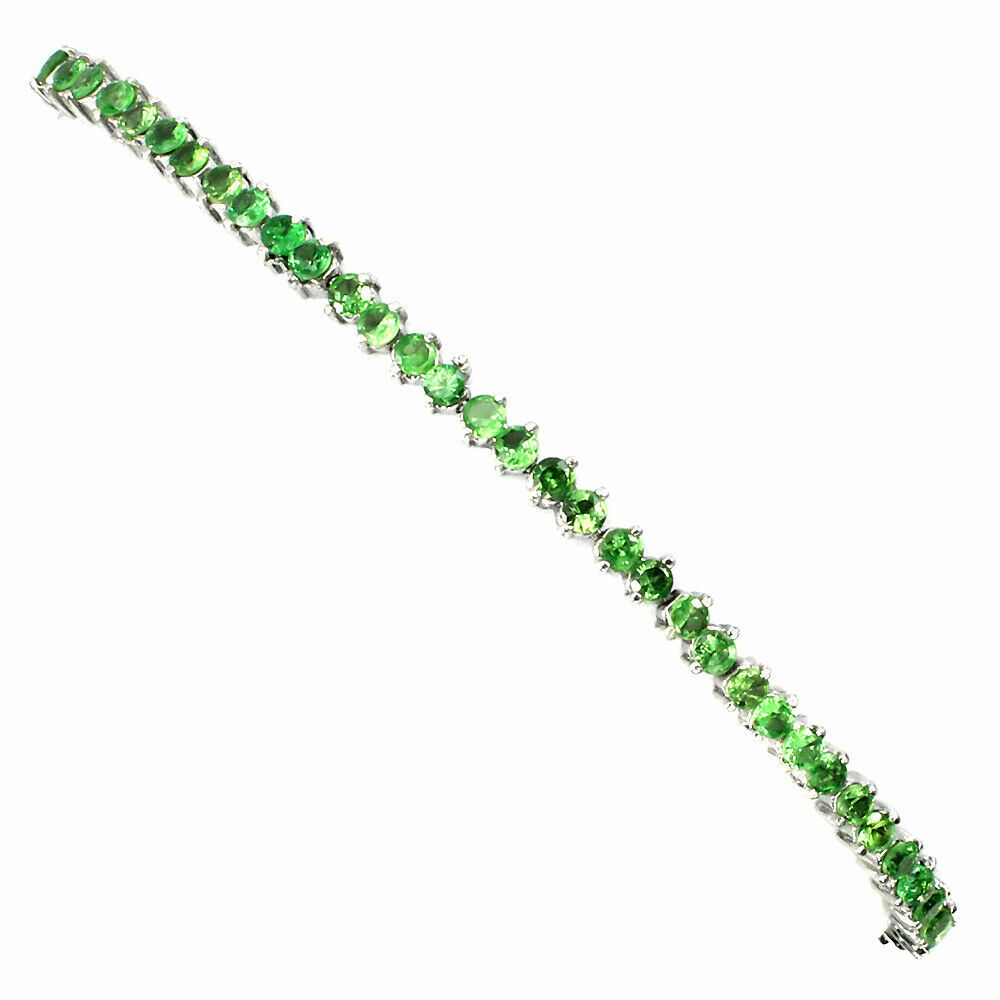 Shola Genuine Natural Tsavorite / Tsavorite Garnet Bracelet Sterling Silver B113