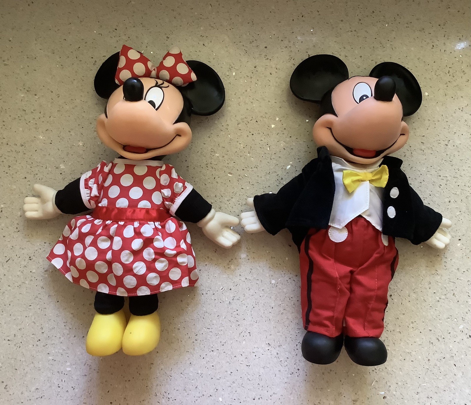 Vintage Mickey & Minnie Mouse Set, 70’s-80’s, 15”, Rubber Head/Hands/Feet MINT
