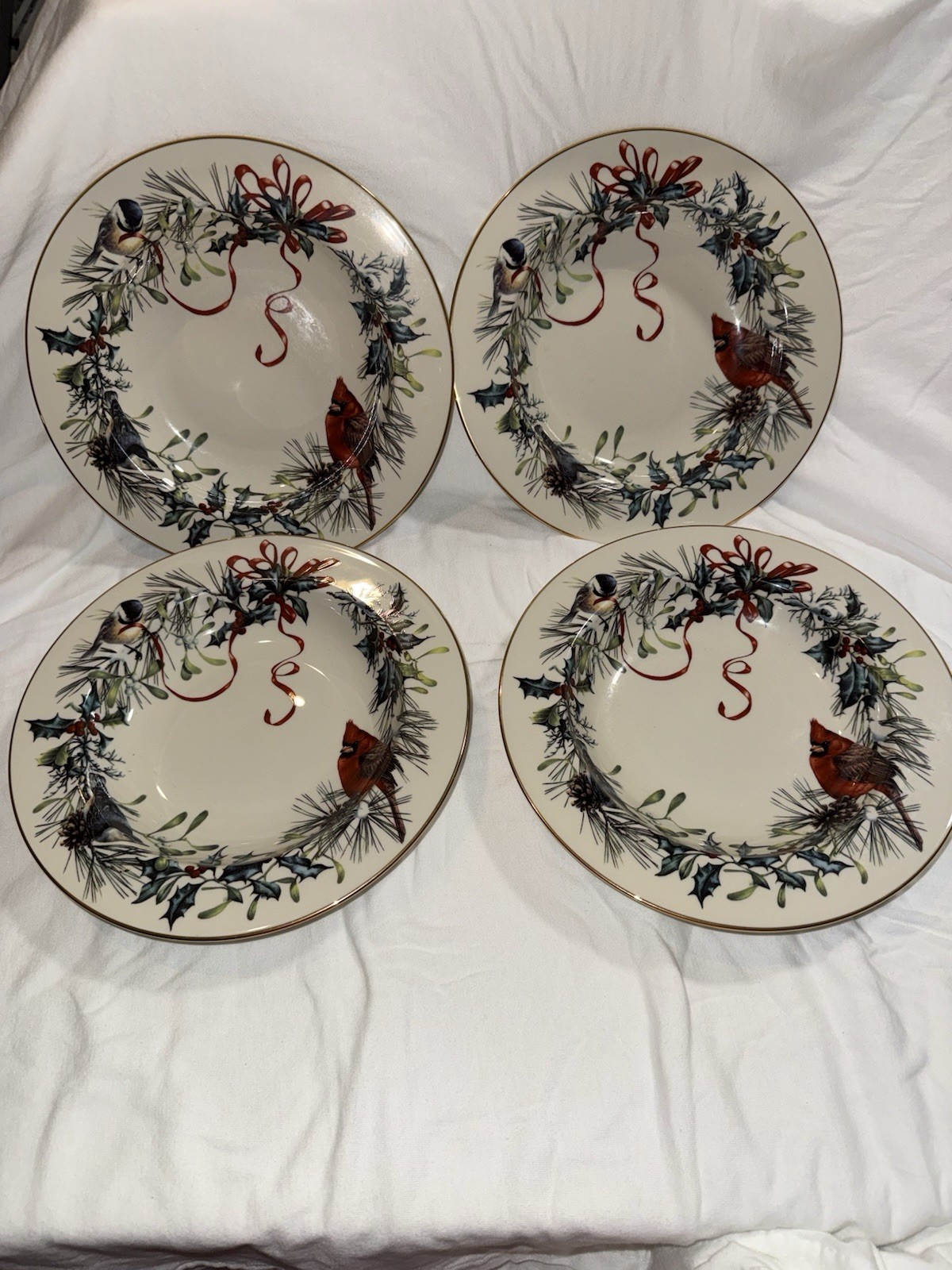 Lenox Fine China Winter Greetings Rim Soup Bowls SET of 4 Lenox Fine China Winter Greetings Rim Soup Bowls SET of 4