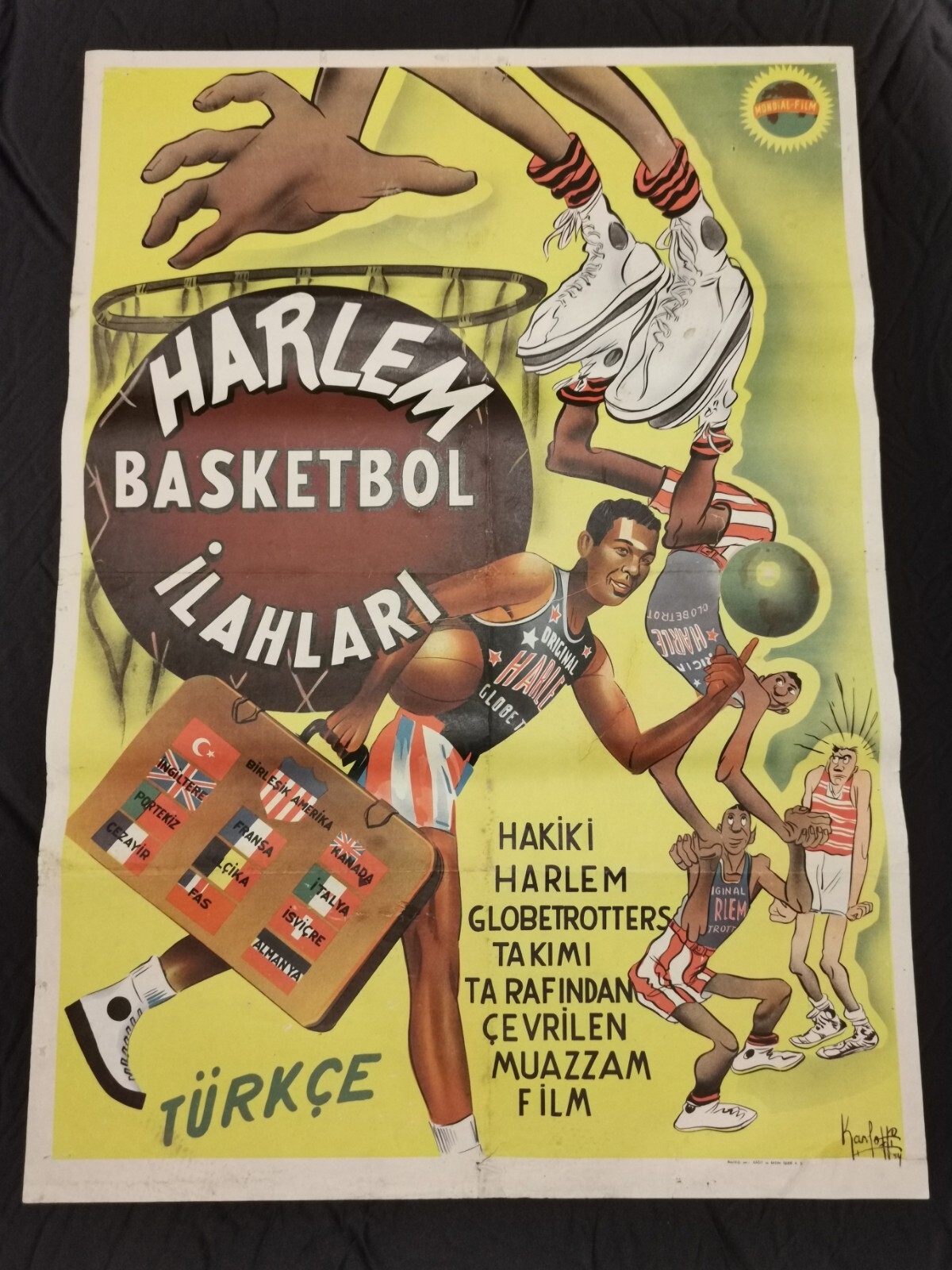 The Harlem Globetrotters Original Vintage Movie Poster Turkish 1951