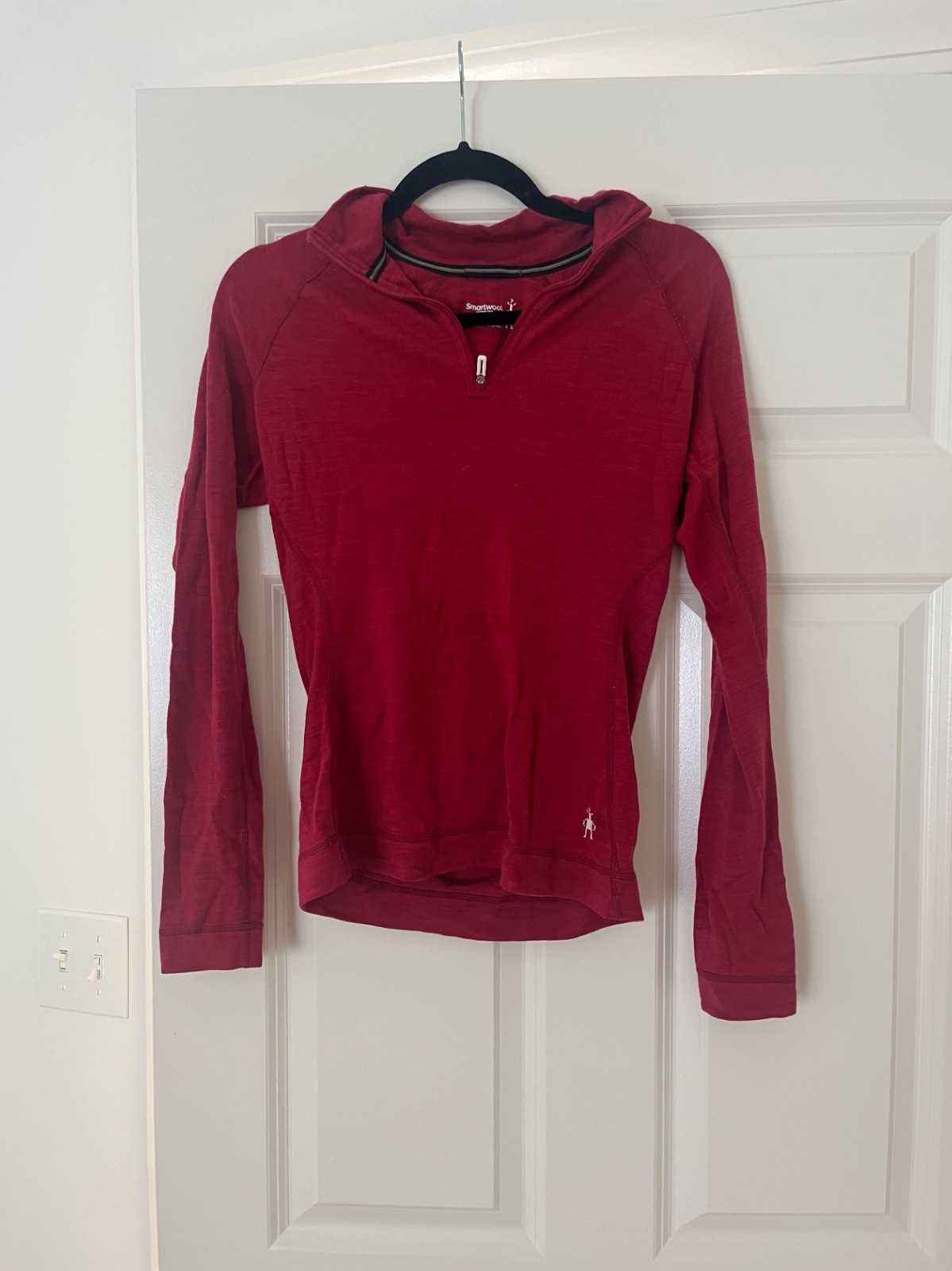 Smartwool Classic Thermal Merino 1/4 Zip Base Layer Womens M Red Heather 250
