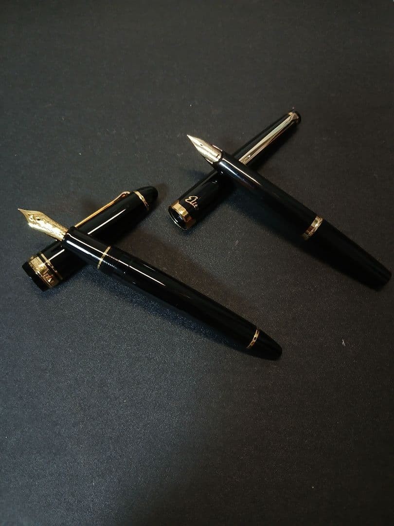 Set includes Sailor Profit 14k F fountain pen and Pilot Elite  fountain pen.