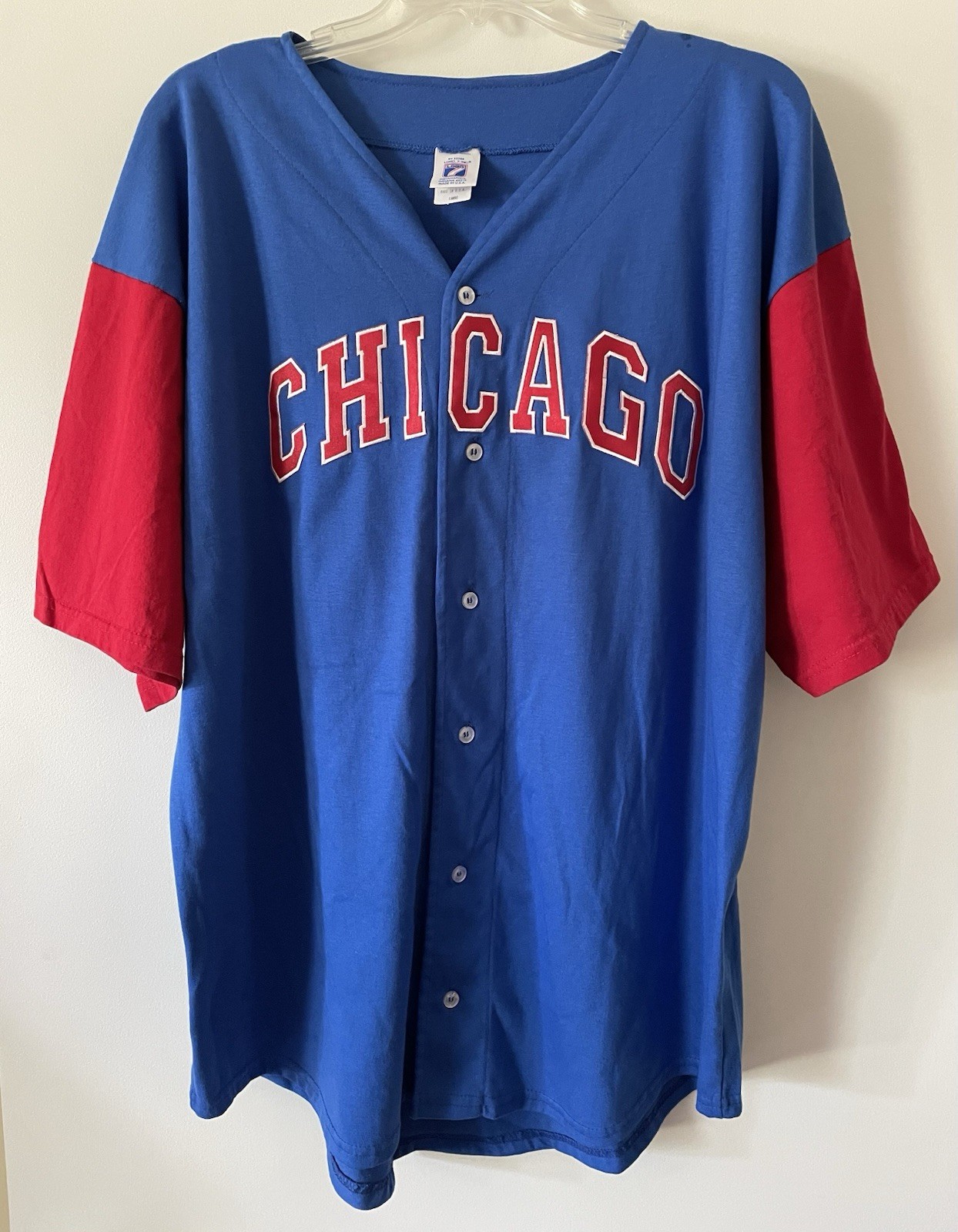 Logo 7 Vintage Chicago Blue/ Red Sz Large Short Sleeved Baseball Jersey