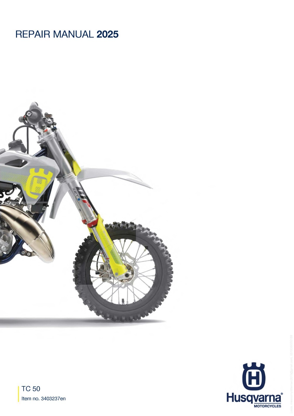 Husqvarna Service Workshop Shop Manual Book 2025 TC 50