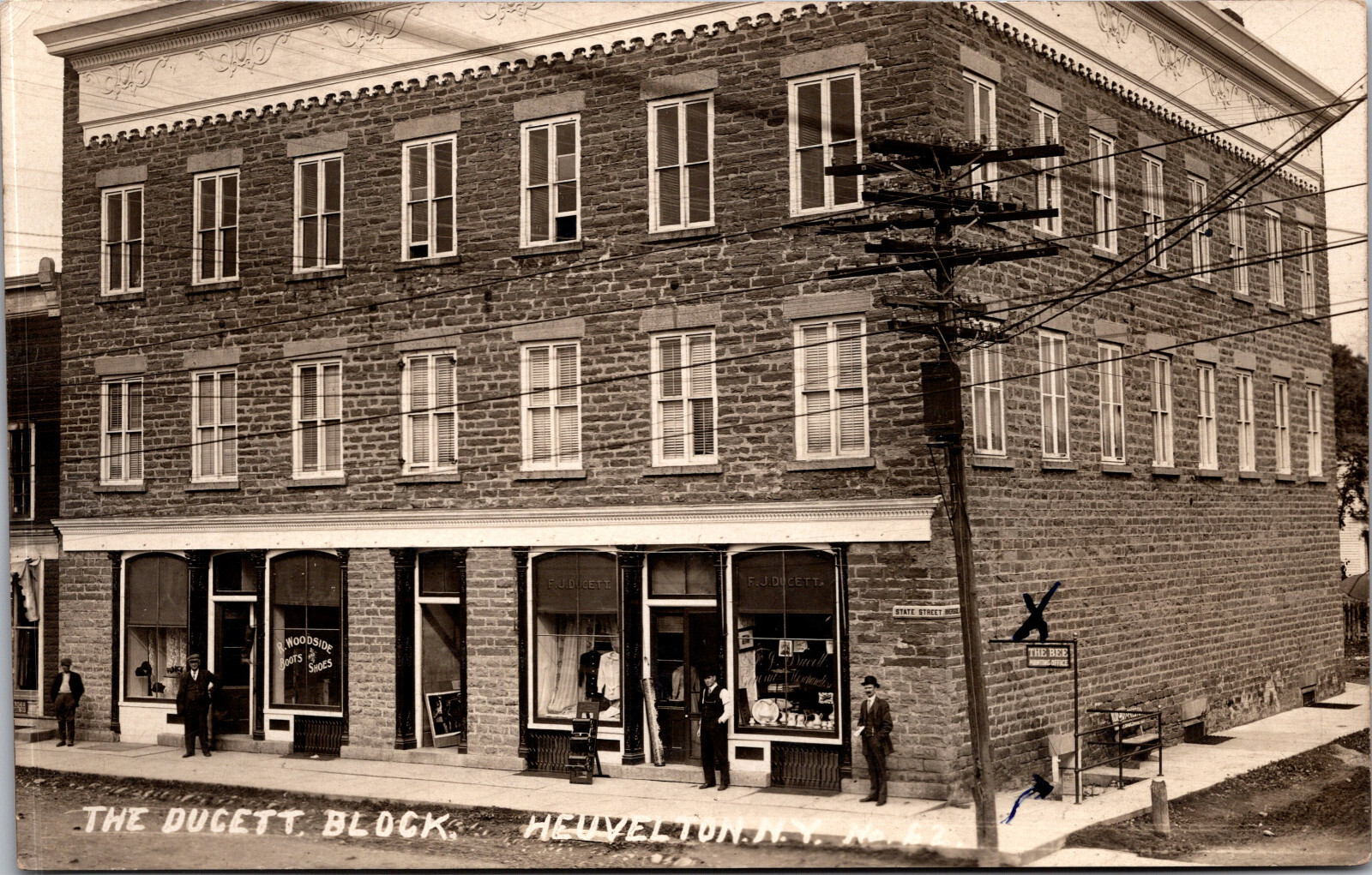 Heuvelton, New York,  State Street,  Storefronts, St. Lawrence Co, Postcard RPPC