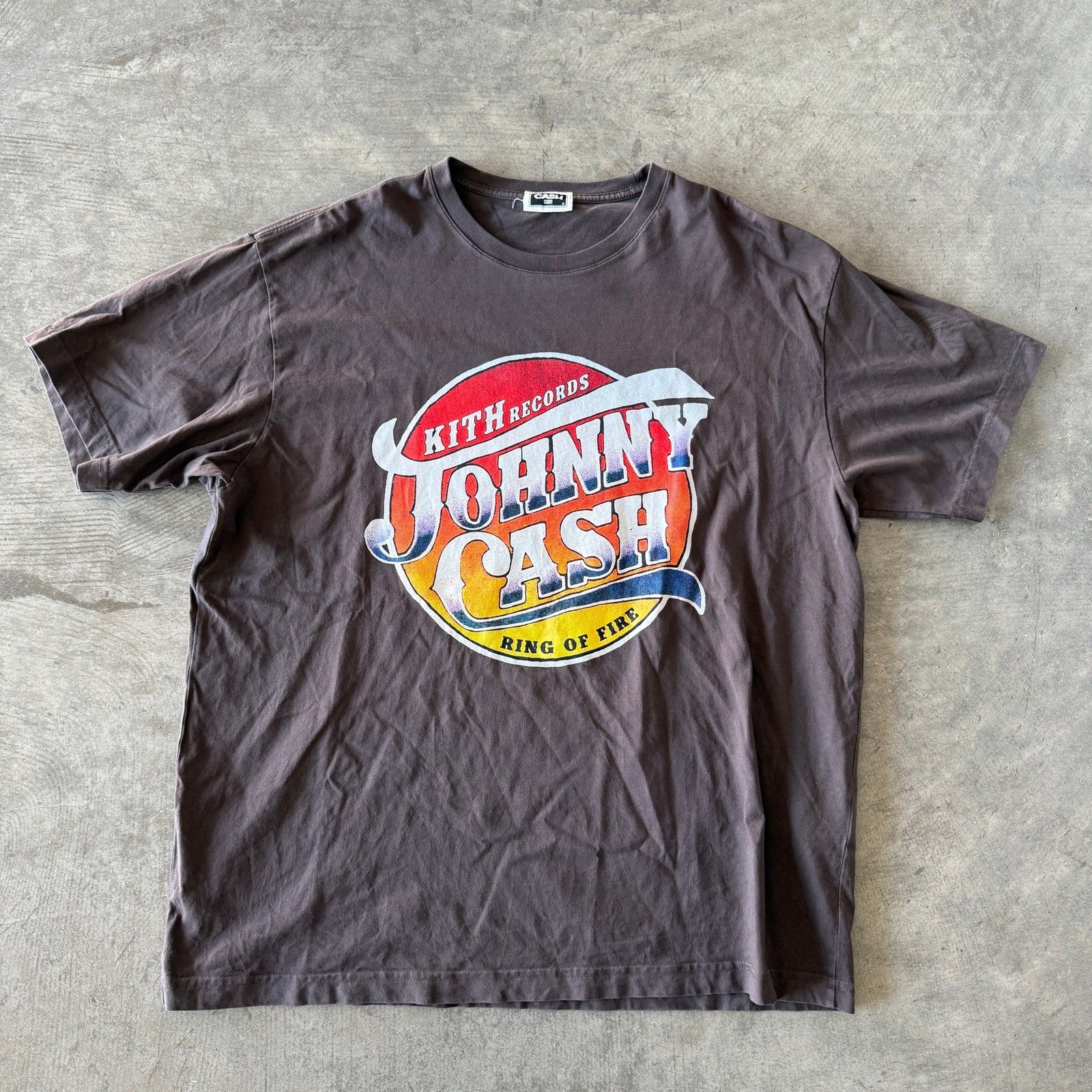 Kith Records Johnny Cash Ring of Fire Graphic T-Shirt Brown Size XL