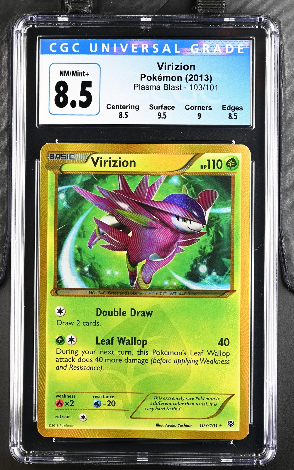 Virizion 103/101 Secret Rare Holo Plasma Blast Pokemon CGC 8.5 Nm/mint+ Virizion 103/101 Secret Rare Holo Plasma Blast Pokemon CGC 8.5 Nm/mint+
