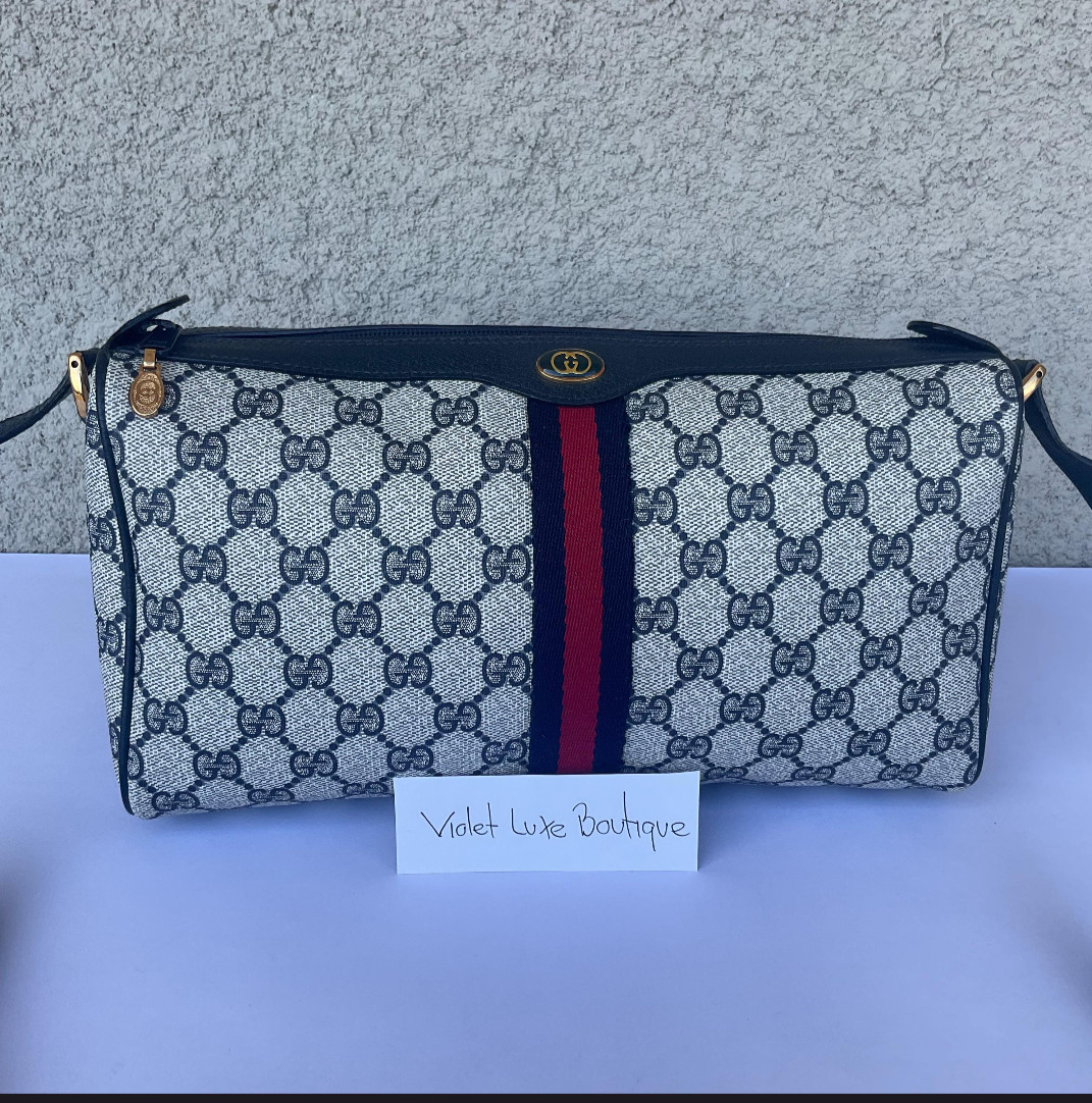 Vintage Gucci Shelly Web Medium Shoulder Bag - 11\