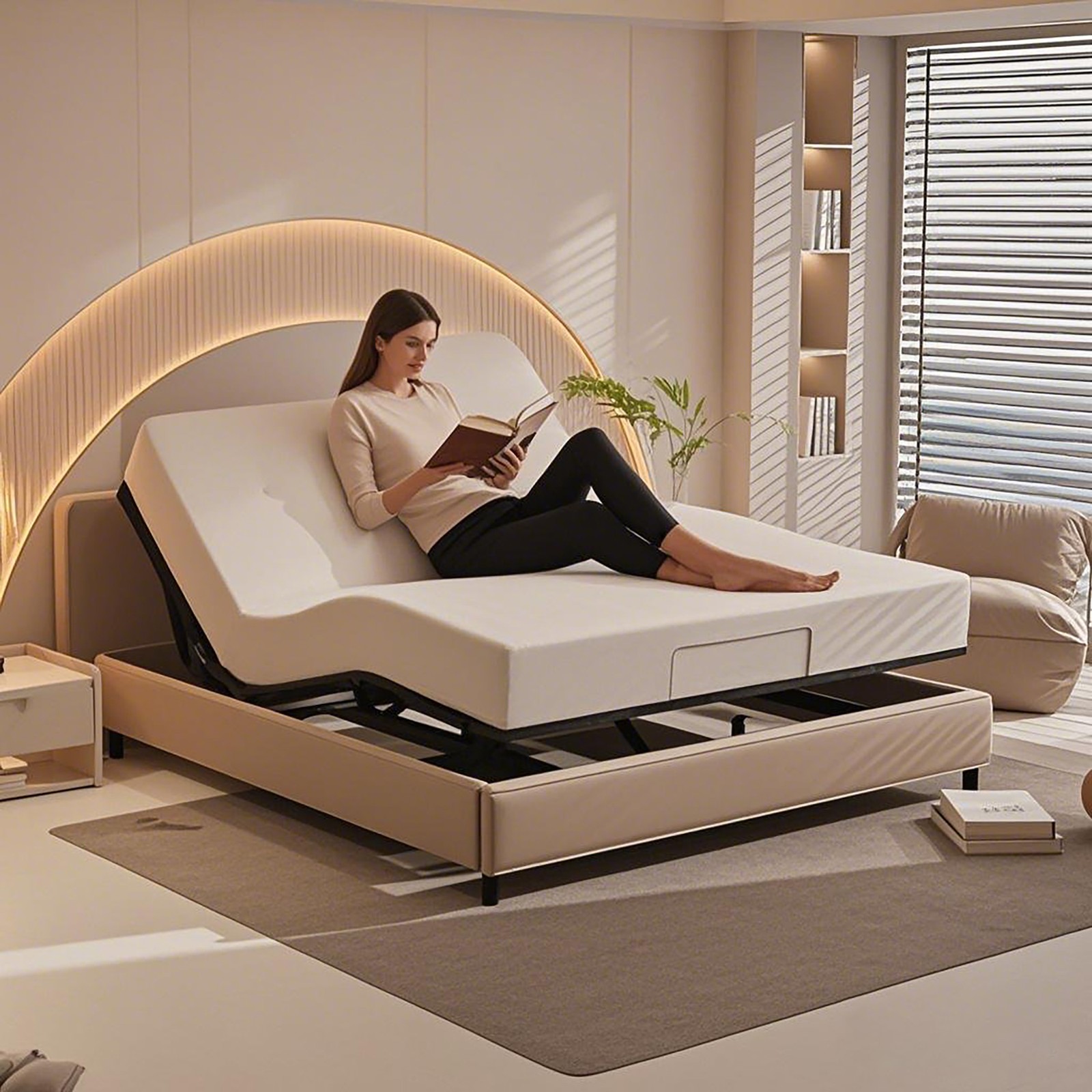 Yoneston Queen Adjustable Bed Base Frame Head Foot Incline, Wireless Remote