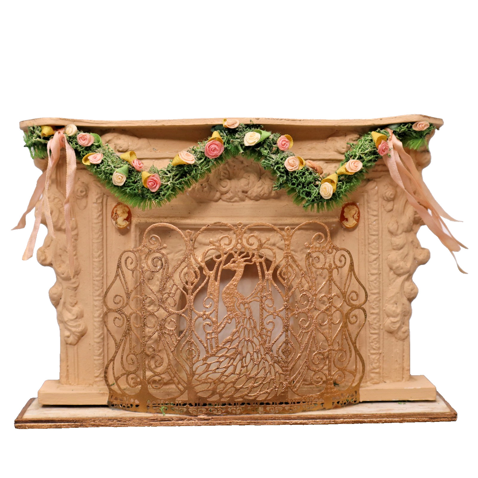 Vintage artisan 1:12 Dollhouse miniature Victorian Fireplace + screen plaster