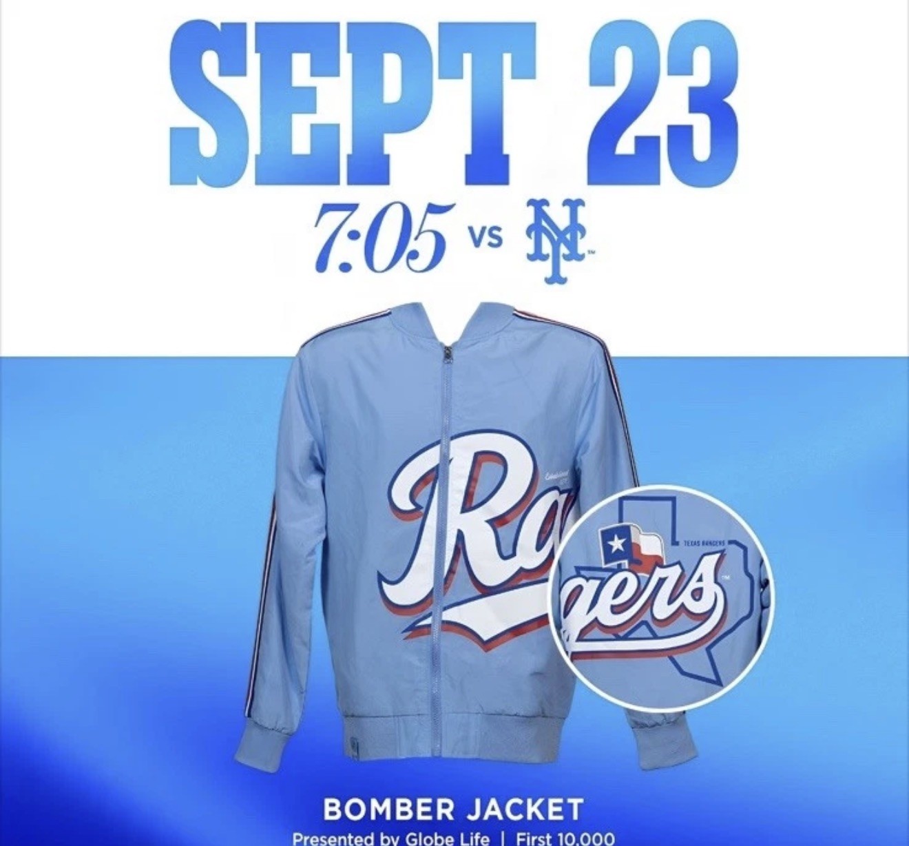 TEXAS RANGERS BOMBER JACKET SGA STADIUM SGA  09/23 SIZE M IN HAND