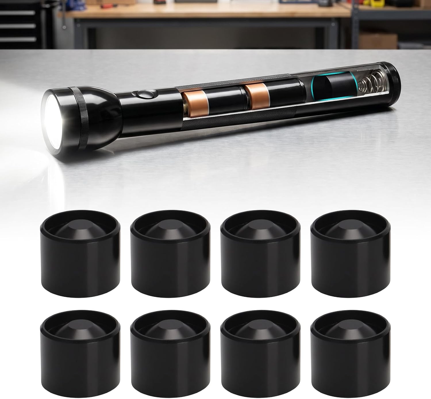 8Pcs For Maglite D Cell Flashlights Hidden Dry Storage Cup Anodized Aluminum 8Pcs For Maglite D Cell Flashlights Hidden Dry Storage Cup Anodized Aluminum