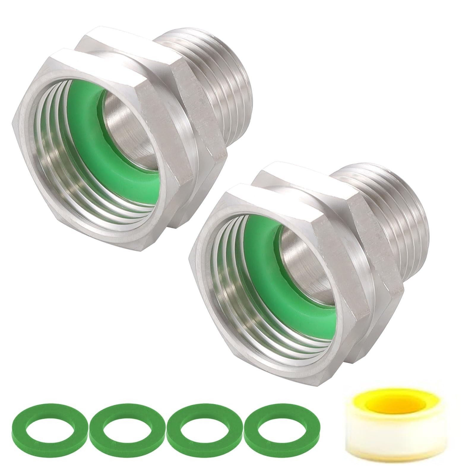 304 Stainless Steel Garden Hose Adapter, 3/4” GHT Female to 1/2” NPT Male Connec