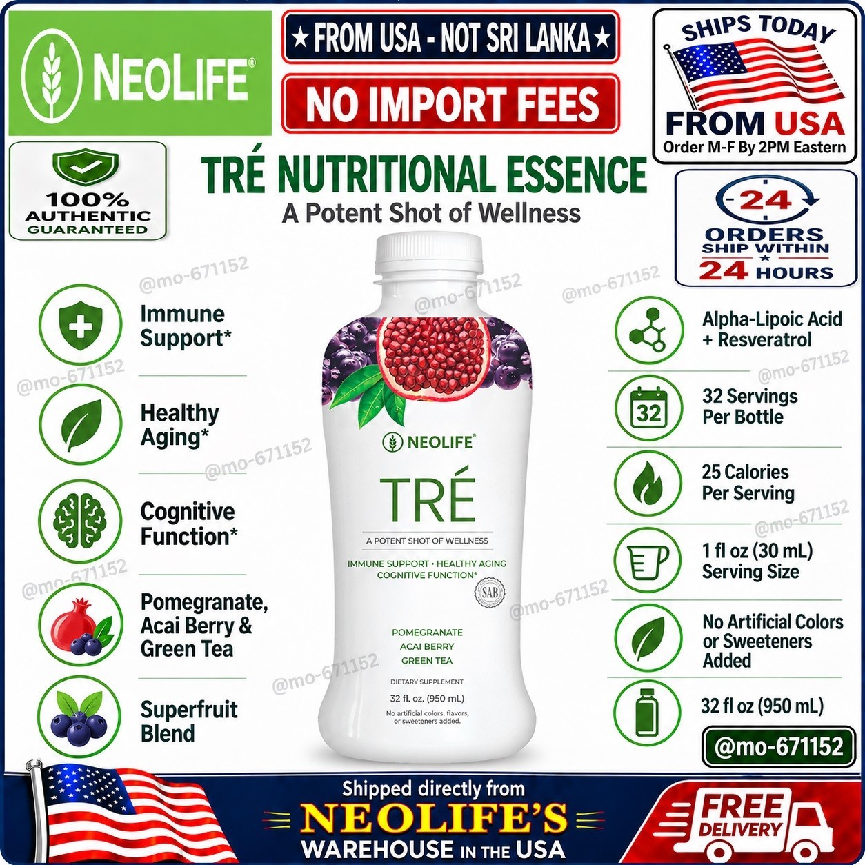 NeoLife Tre Nutritional Essence 32 fl oz Superfruit Blend #3010 NEW🚚FROM USA🚚