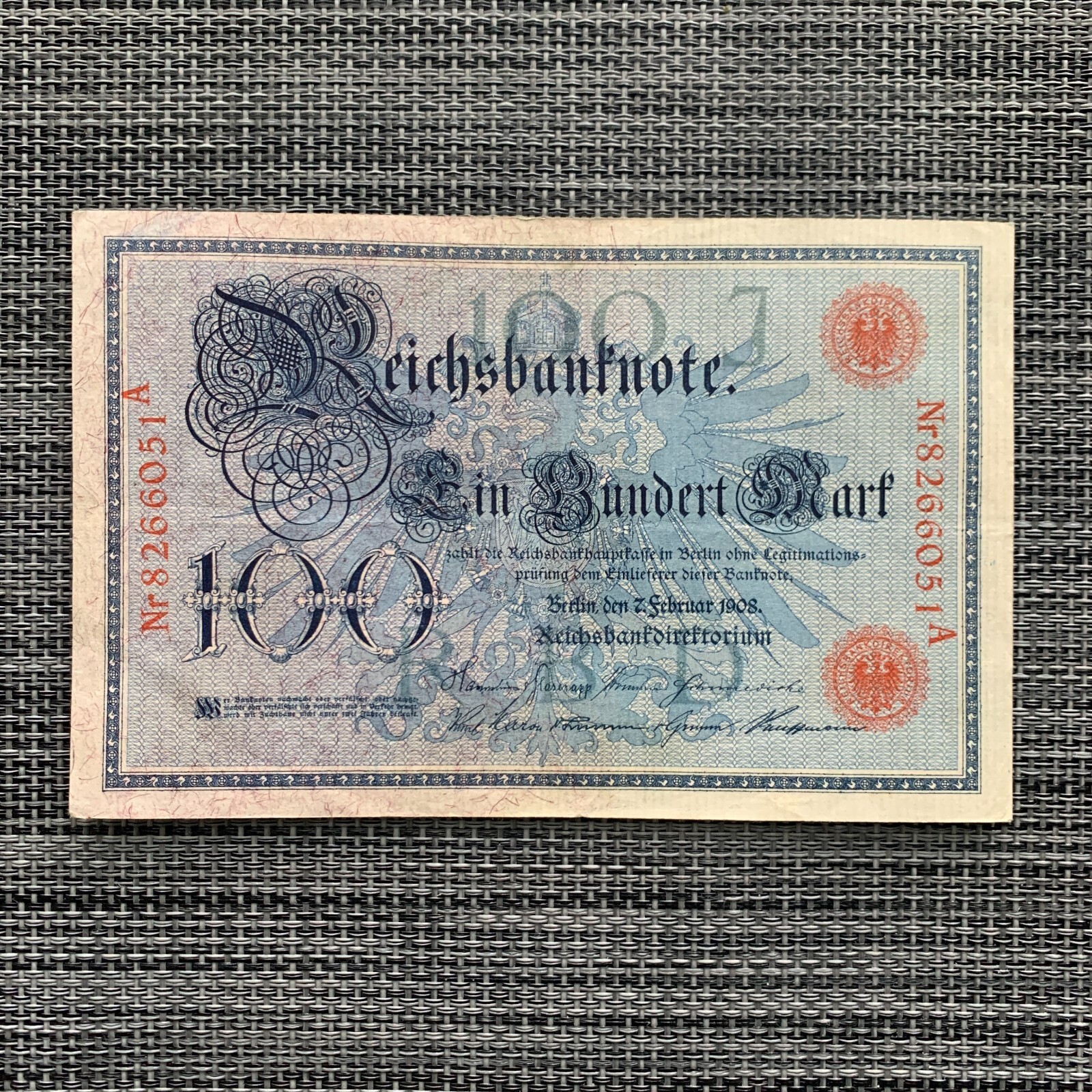115+ Years Old Currency Historical 1908 German 100 Mark Banknote Berlin, Germany