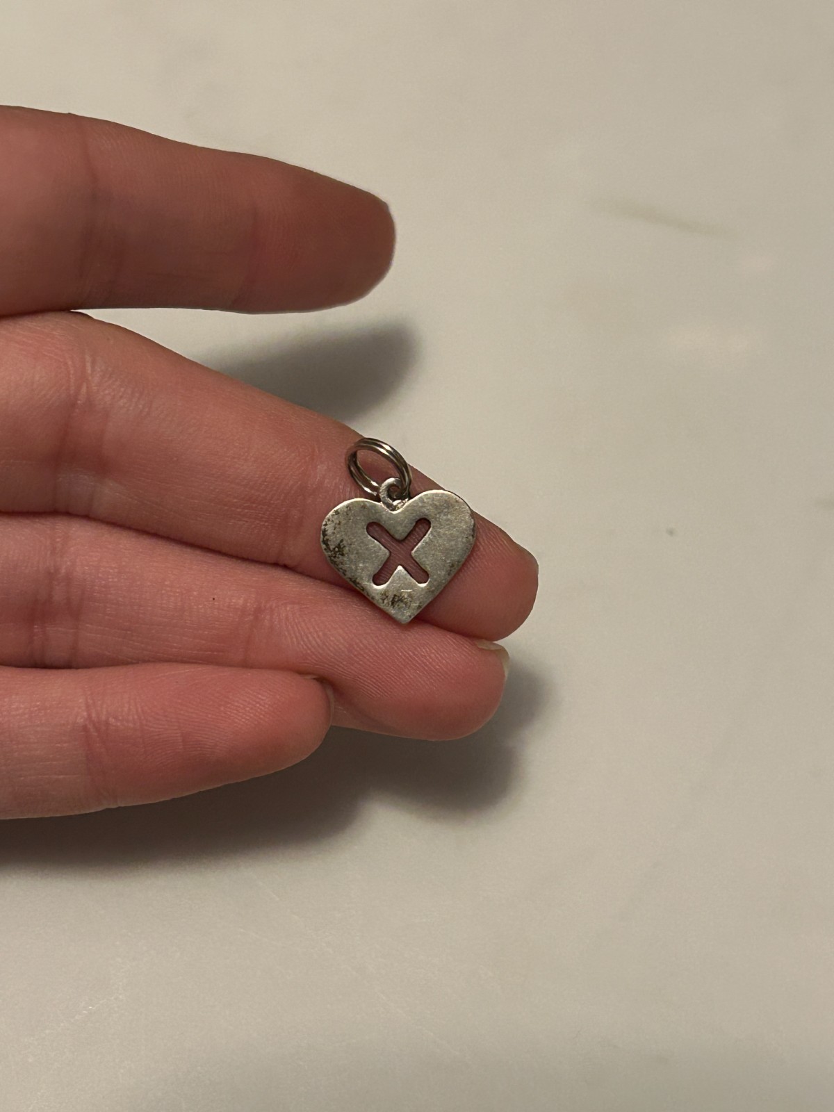 Vtg Sterling Silver Necklace Bracelet Charm Heart Cutout X Initial