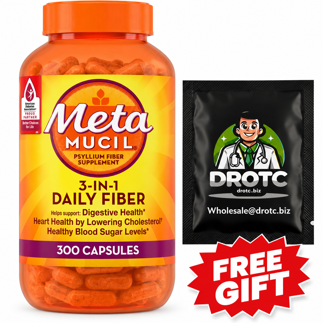 Metamucil 3in1 Psyllium Husk Fiber Capsules, 300 Capsules + Free Wipe EXP 06/27 Metamucil 3in1 Psyllium Husk Fiber Capsules, 300 Capsules + Free Wipe EXP 06/27