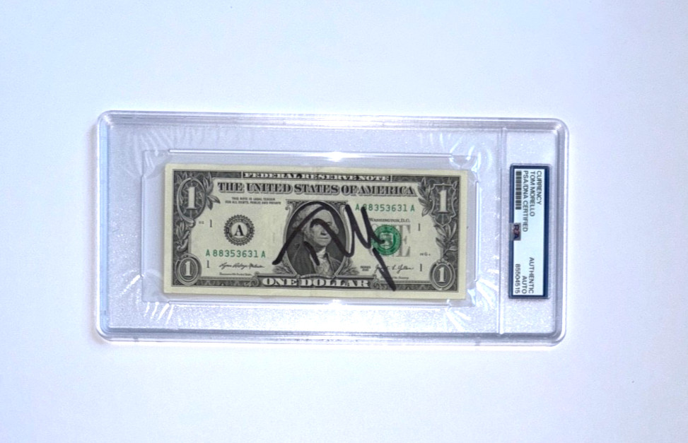 TOM MORELLO SIGNED $1 BILL CURRENCY RAGE AGAINST THE MACHINE RATM SLAB PSA/DNA TOM MORELLO SIGNED $1 BILL CURRENCY RAGE AGAINST THE MACHINE RATM SLAB PSA/DNA