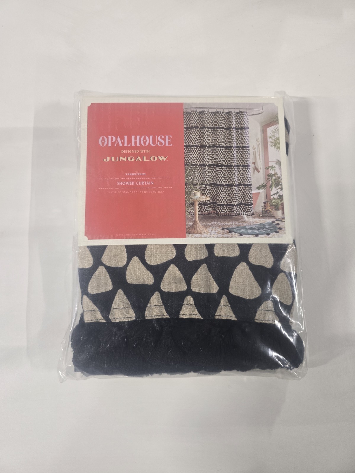 Opalhouse Jungalow Tassel Trim Chips Fabric Shower Curtain 72” x 72” NEW